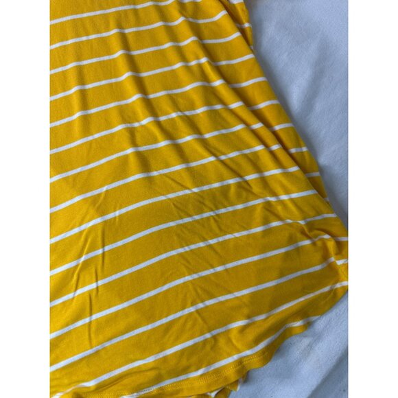 Old Navy Luxe Yellow & White Striped V-Neck Short Sleeve Tee Shirt L Casual - Picture 3 of 4